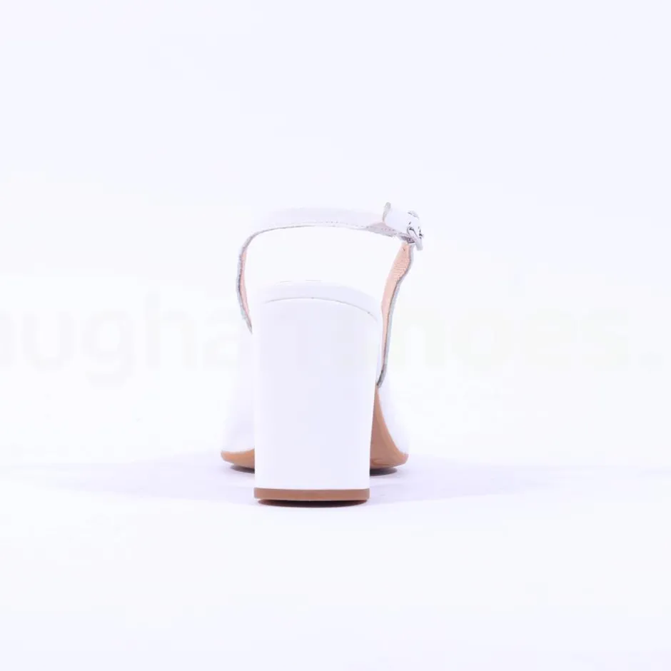 Women Wonders Vilma Slingback Block Heel - White Patent