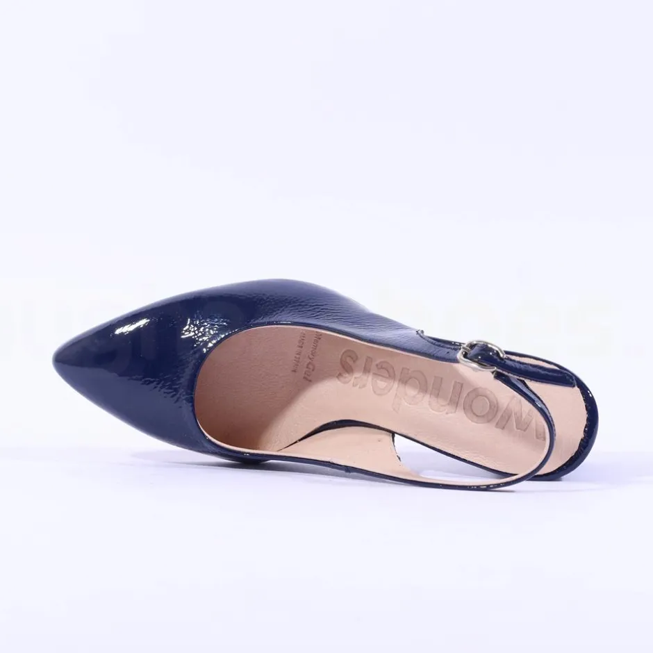 Women Wonders Vilma Slingback Block Heel - Navy Patent