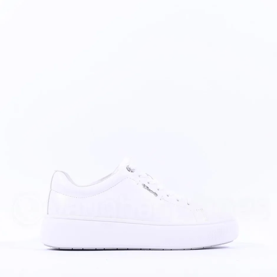 Women Tamaris Violetta Platform Laced Trainer - White Leather