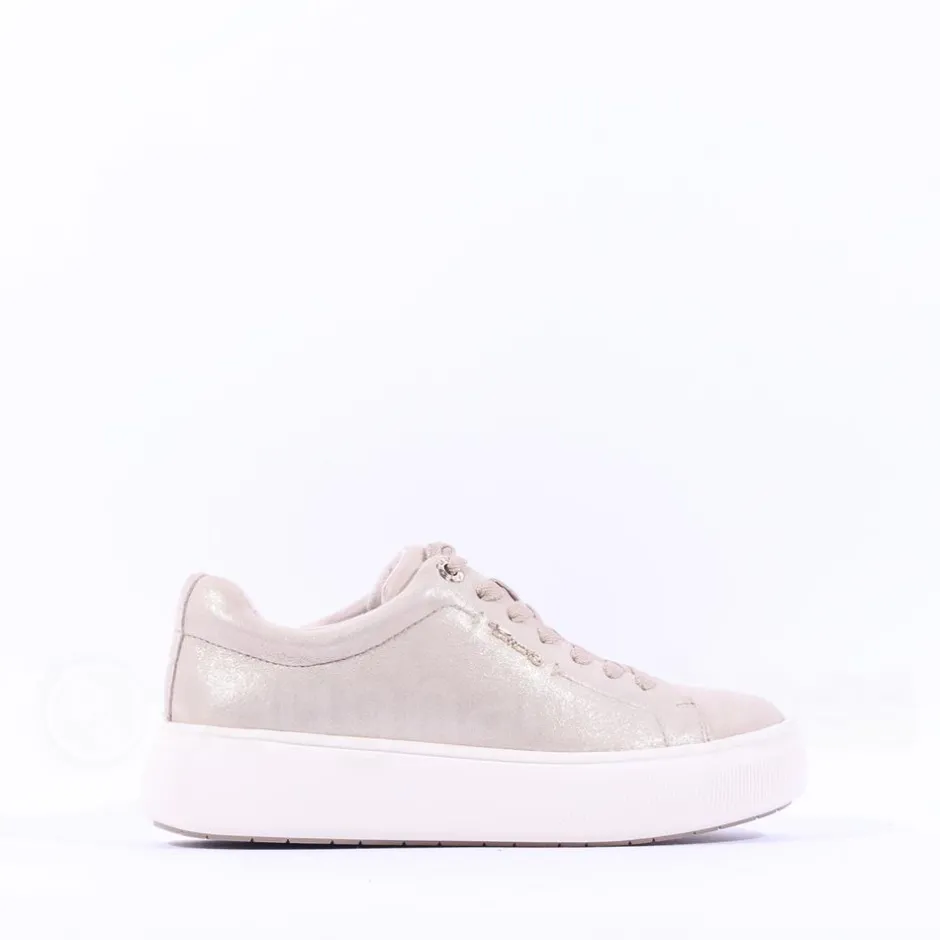 Women Tamaris Violetta Platform Laced Trainer - Champagne