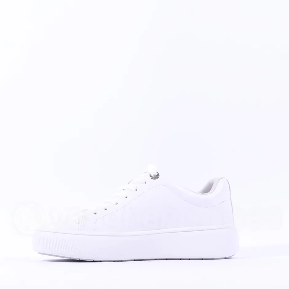 Women Tamaris Violetta Platform Laced Trainer - White Leather