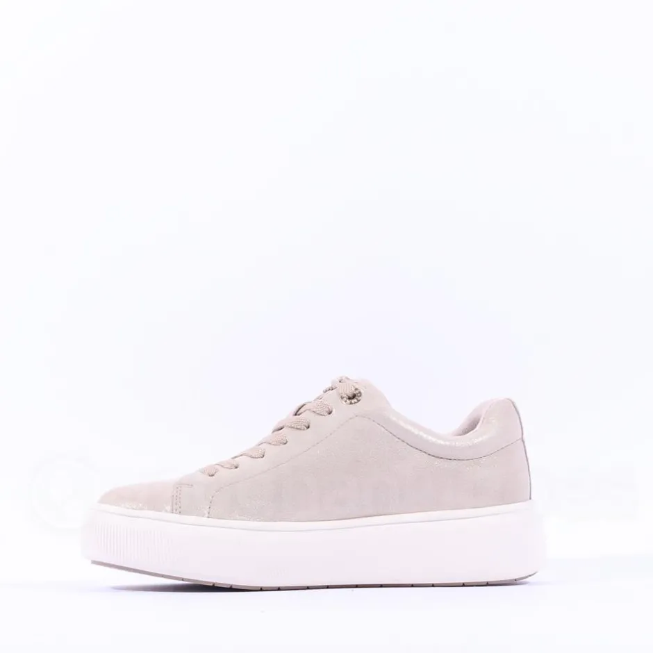 Women Tamaris Violetta Platform Laced Trainer - Champagne