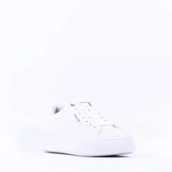Women Tamaris Violetta Platform Laced Trainer - White Leather