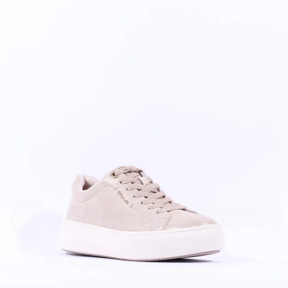 Women Tamaris Violetta Platform Laced Trainer - Champagne