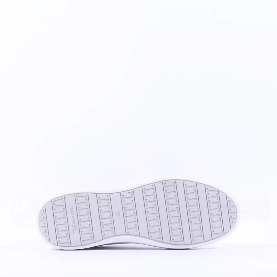 Women Tamaris Violetta Platform Laced Trainer - White Leather