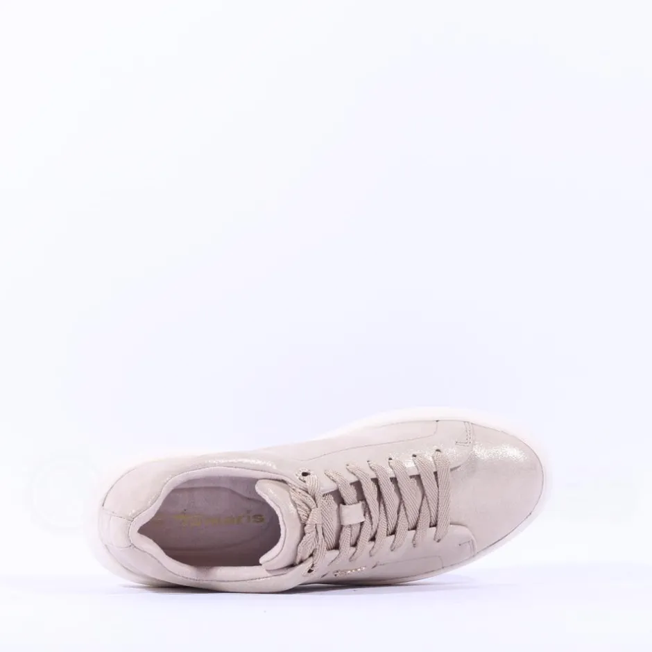 Women Tamaris Violetta Platform Laced Trainer - Champagne