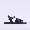 Women Una Healy Viva La Vida Flat H Sandal - Black Gold