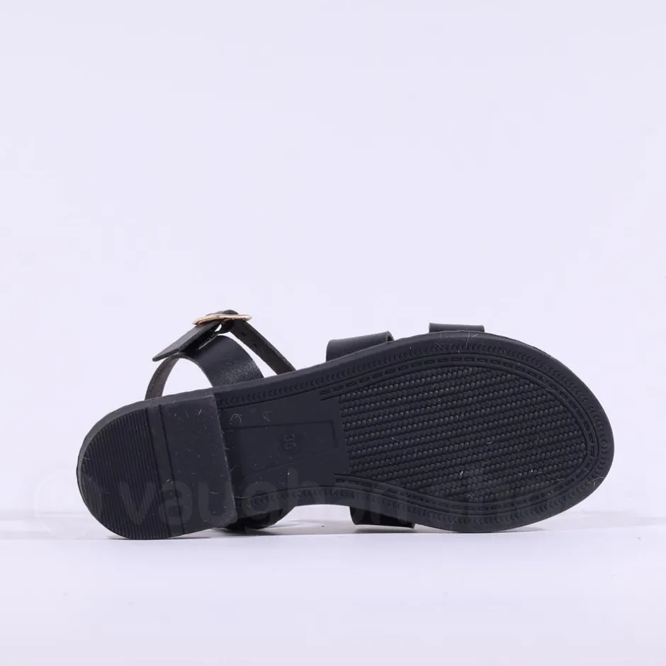 Women Una Healy Viva La Vida Flat H Sandal - Black Gold