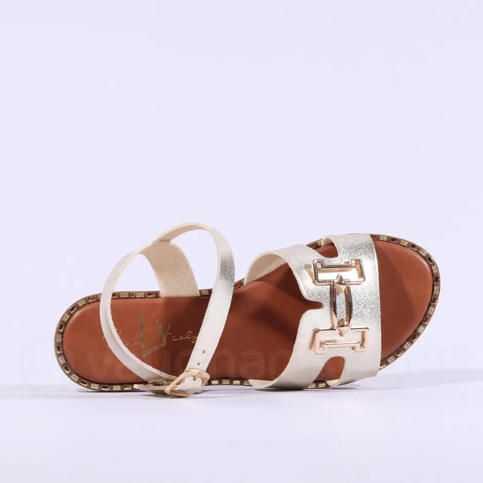 Women Una Healy Viva La Vida Flat H Sandal - Gold