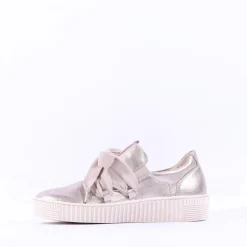Women Gabor Waltz False Ribbon Lace Trainer - Metallic Leather