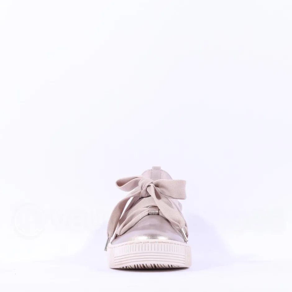 Women Gabor Waltz False Ribbon Lace Trainer - Metallic Leather