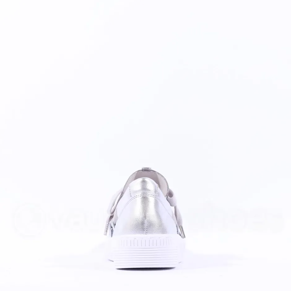 Women Gabor Waltz False Ribbon Lace Trainer - Silver