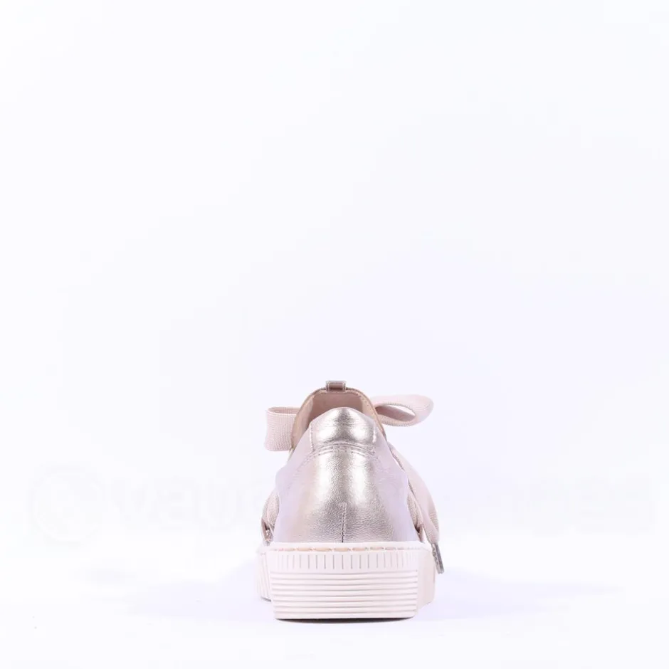 Women Gabor Waltz False Ribbon Lace Trainer - Metallic Leather