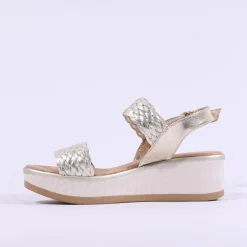 Women Repo Weave Wedge Sandal - Gold