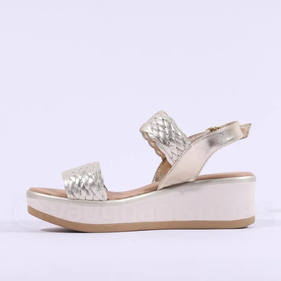 Women Repo Weave Wedge Sandal - Gold