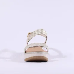 Women Repo Weave Wedge Sandal - Gold