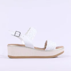 Women Repo Weave Wedge Sandal - White