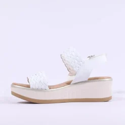 Women Repo Weave Wedge Sandal - White