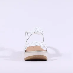 Women Repo Weave Wedge Sandal - White