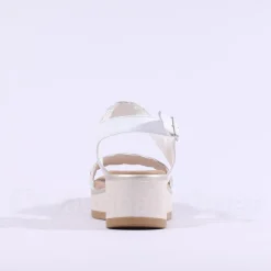 Women Repo Weave Wedge Sandal - White