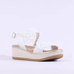 Women Repo Weave Wedge Sandal - White
