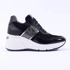 Women NeroGiardini Wedge Lace Trainer - Black Combi