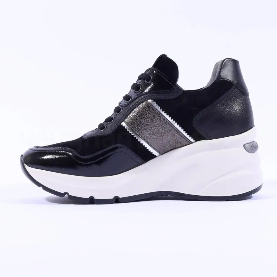 Women NeroGiardini Wedge Lace Trainer - Black Combi