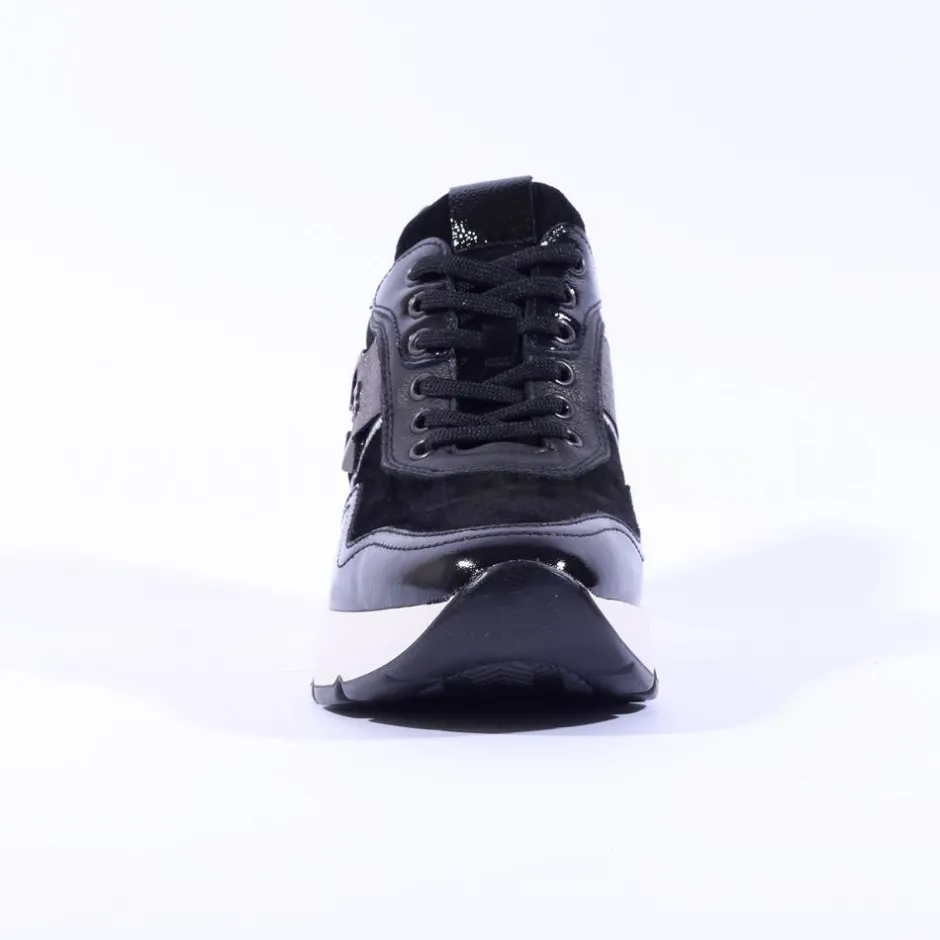 Women NeroGiardini Wedge Lace Trainer - Black Combi