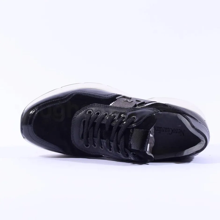 Women NeroGiardini Wedge Lace Trainer - Black Combi