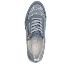 Women Remonte Wedge Laced Trainer Side Zip - Blue Combination
