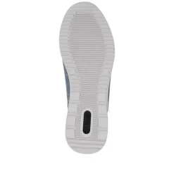 Women Remonte Wedge Laced Trainer Side Zip - Blue Combination