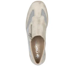 Women Rieker Wedge Mesh Shoe With Side Zip - Beige Metallic