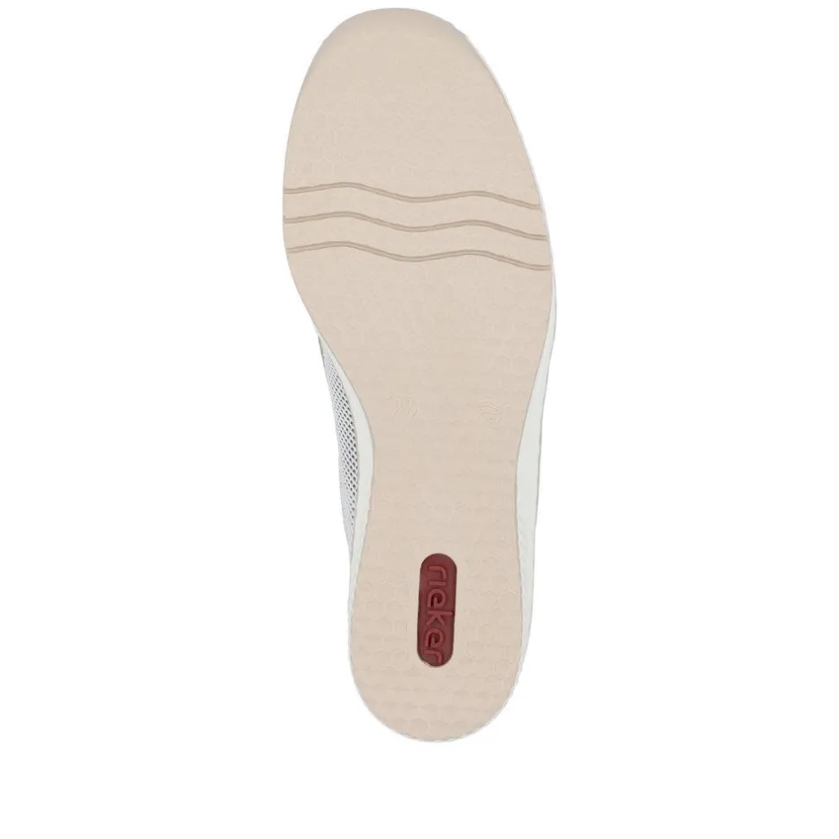 Women Rieker Wedge Mesh Shoe With Side Zip - Beige Metallic