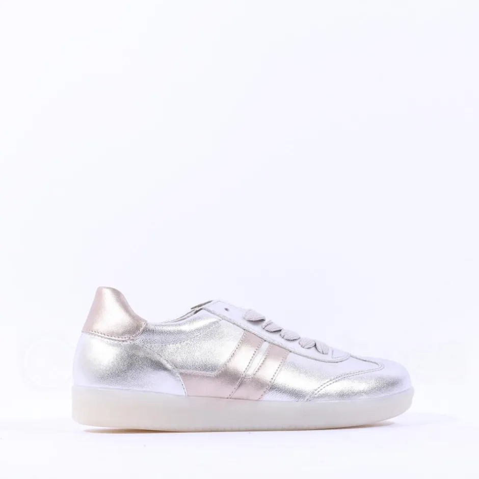 Women Gabor West Gumsole Laced Trainer - Metallic Combi