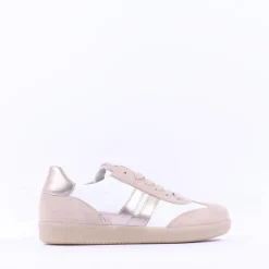 Women Gabor West Gumsole Laced Trainer - White Beige
