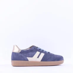 Women Gabor West Gumsole Laced Trainer - Blue Suede