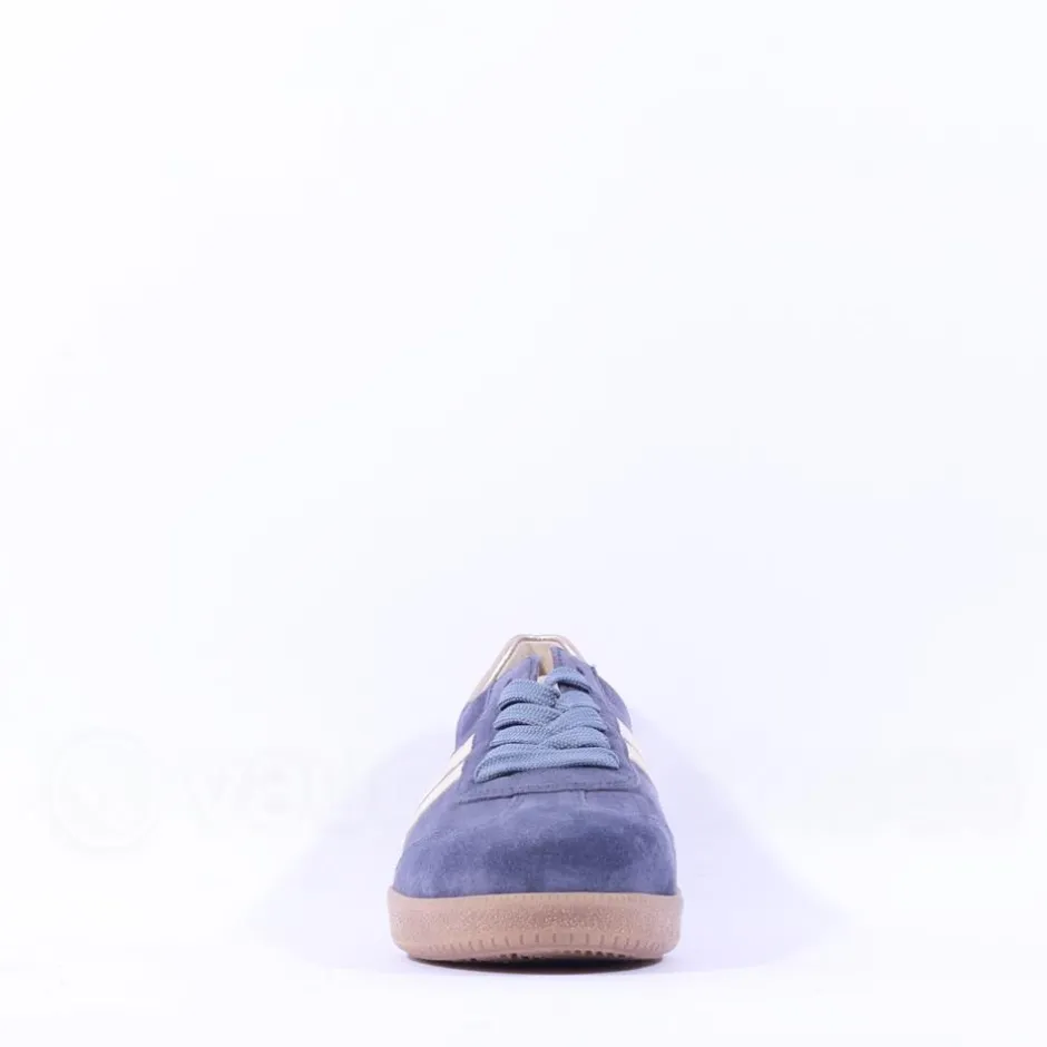 Women Gabor West Gumsole Laced Trainer - Blue Suede