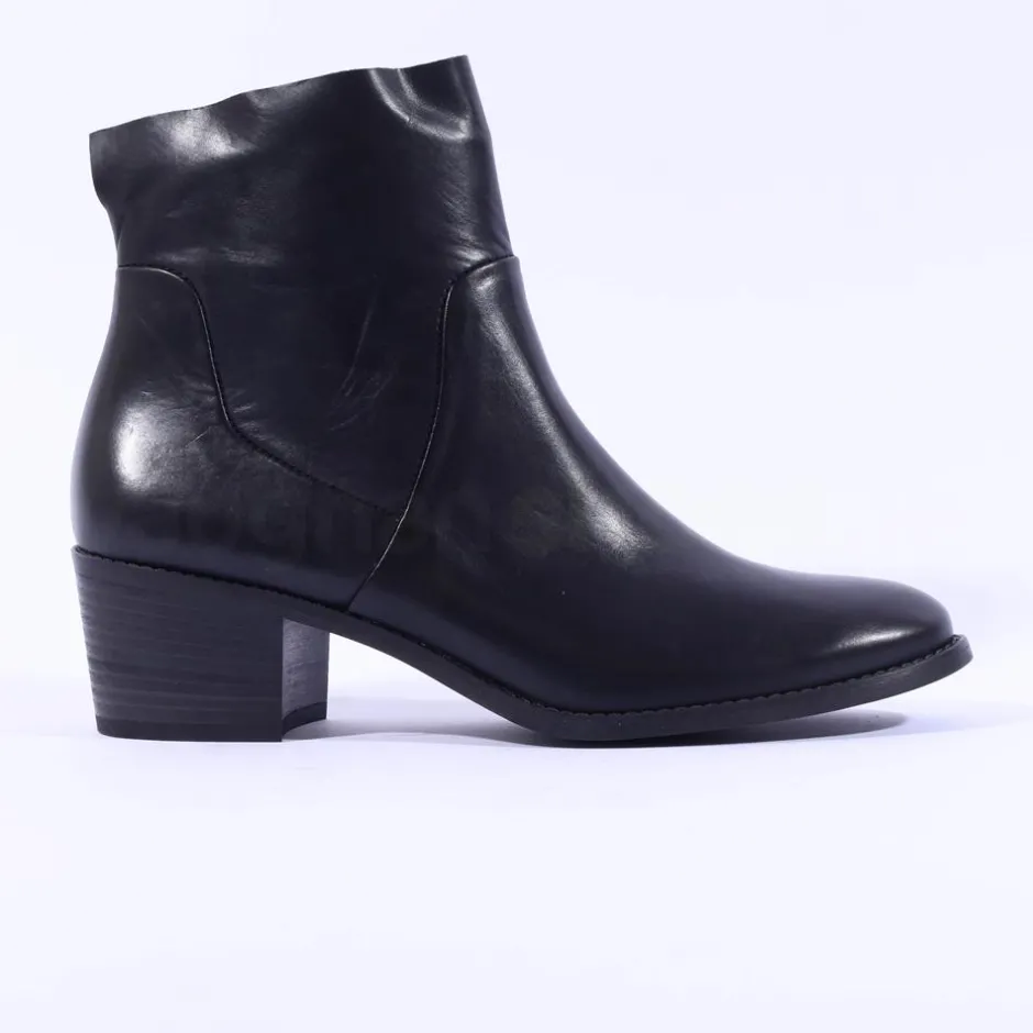 Women Paul Green Western Block Heel Ankle Boot - Black Soft Leather
