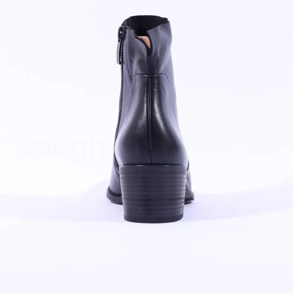 Women Paul Green Western Block Heel Ankle Boot - Black Soft Leather