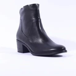 Women Paul Green Western Block Heel Ankle Boot - Black Soft Leather