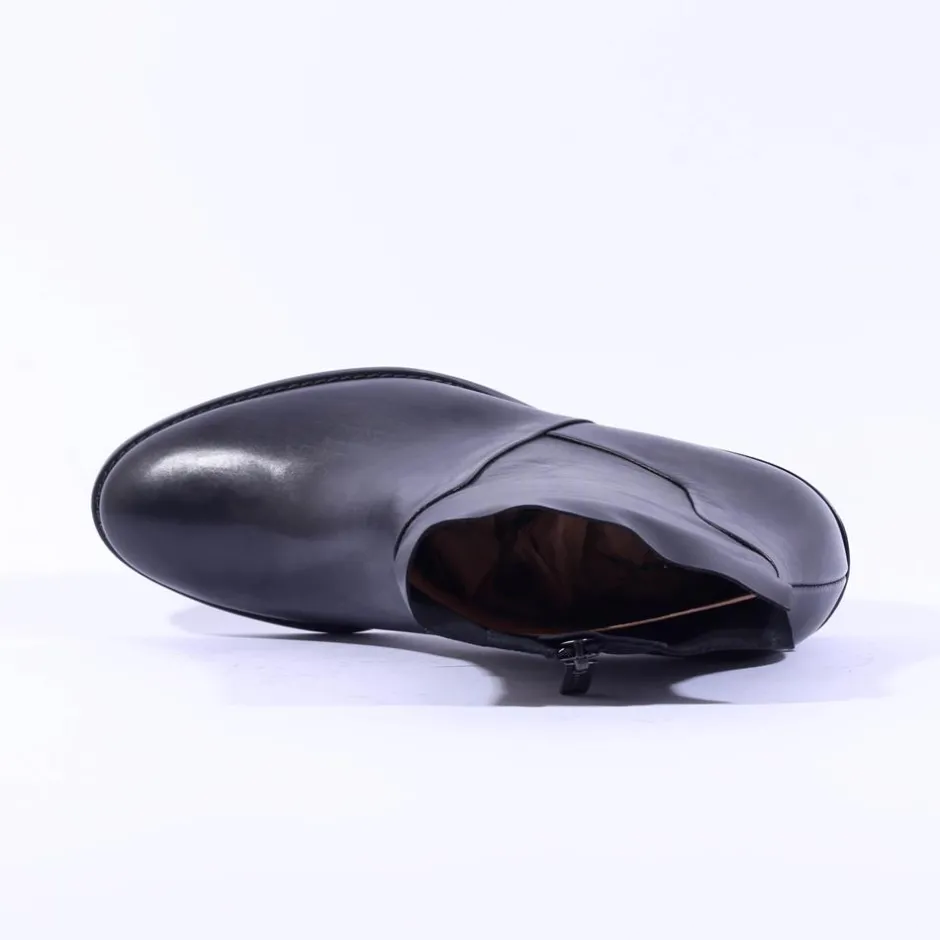 Women Paul Green Western Block Heel Ankle Boot - Black Soft Leather