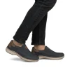 Rieker Men Wide Fit Slip On Shoe - Navy Tan