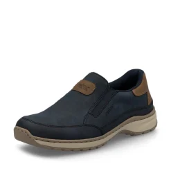 Rieker Men Wide Fit Slip On Shoe - Navy Tan