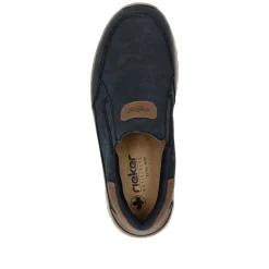 Rieker Men Wide Fit Slip On Shoe - Navy Tan