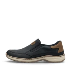 Rieker Men Wide Fit Slip On Shoe - Navy Tan
