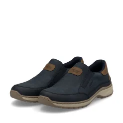 Rieker Men Wide Fit Slip On Shoe - Navy Tan