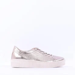 Women Gabor Woodall Elastic Lace Trainer - Metallic Leather