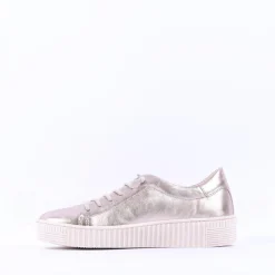 Women Gabor Woodall Elastic Lace Trainer - Metallic Leather