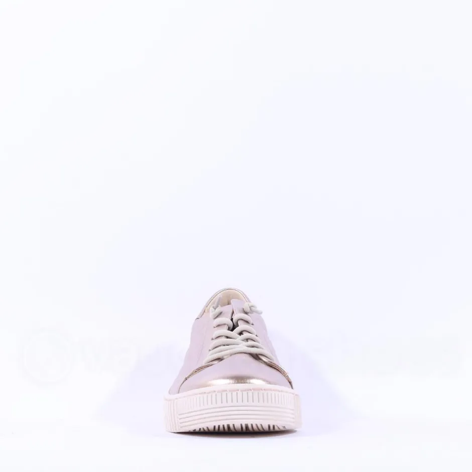 Women Gabor Woodall Elastic Lace Trainer - Metallic Leather