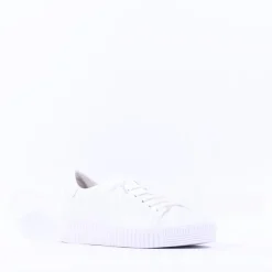 Women Gabor Woodall Elastic Lace Trainer - White Leather